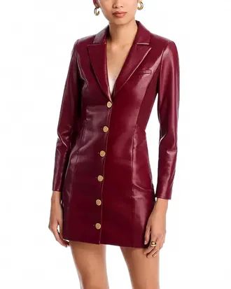 Alice & Olivia Michelle Fitted Vegan Leather Mini Blazer Dress In Oxblood