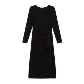 Maliparmi Midi Dresses, female, Black, Size: L V-Neck Jersey Dress