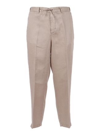 BRIGLIA 1949 Linen Tapered Drawstring Straight-Leg Pants
