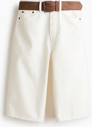 H&M Denim-Bermudashorts mit G&uuml;rtel - Cremefarben