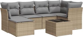 vidaXL Vidaxl - Set Sof&aacute;s De Jard&iacute;n 7 Piezas Y Cojines Rat&aacute;n Sint&eacute;tico Beige