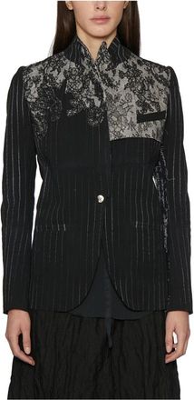 Marc Le Bihan Giacca Monopetto in Seta e Pizzo - Dames - Blazers - Zwart - XS - Leer - Jassen