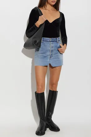 VETEMENTS Denim Skirt With A Vintage Effect, Womens, Blue
