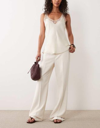 Ralph Lauren Pantaloni dritti color panna-Bianco