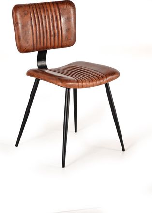 Giner&Colomer Silla tapizada en piel natural marrón