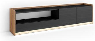 Skraut Home Skraut Home - Mueble Tv, Televisi&oacute;n, Muebles De Sal&oacute;n, Almacenaje, 207x37x50cm, Para Tv Hasta 80, Led, Estilo Moderno, Negro Y Roble