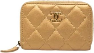 Chanel Pre-owned Quilted Coin Purse - Dames - Vintage Accessoires - Beige - ONE Size - Leer - Vintage