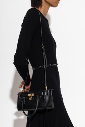 Michael Michael Kors Leather Handbag Hamilton Moderne, Womens, Black