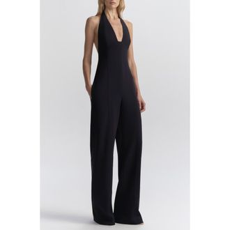 A.L.C. Eva Plunge Neck Halter Jumpsuit in Evening Blue at Nordstrom, Size 00
