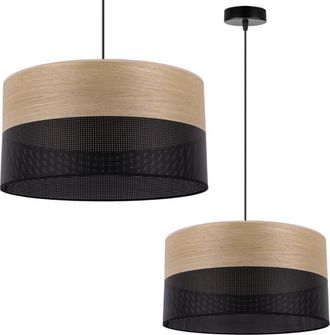 OEM L&aacute;mpara Colgante Individual, Pantalla De Chapa De Roble Dorado, 40 Cm