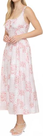 Blu Pepper Sleeveless Corset Front Tie Midi Dress In Pink Floral