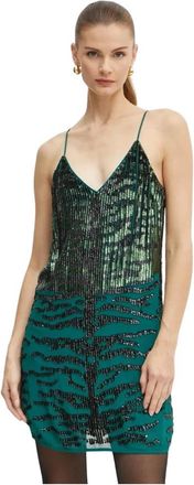 Pinko Sequin Mini Jurk - Dames - Feestkleedjes - Groen - XS - Polyester - Kleedjes
