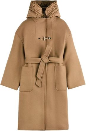 Fay Hooded Toggle Coat - Dames - Jas met riem - Beige - M - Wol - Jassen