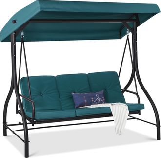 Best Choice Products 3-Seat Outdoor Converting Canopy Swing Glider Patio Hammock w/ Removable Cushions