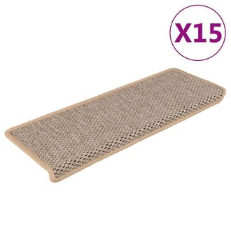 Berkfield Home Stair Mats Self-adhesive Sisal-Look 15 pcs 65x21x4 cm Light Beige | Size: Medium