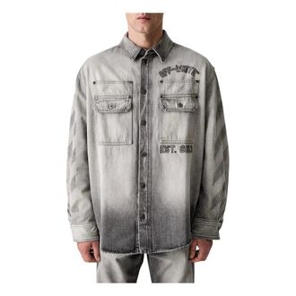 Off-white Heren, Overhemden, Grijs, Maat: M Denim