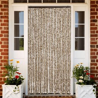 vidaXL Vidaxl - Cortina Antimoscas Chenilla Beige Y Marr&oacute;n 118x220 Cm