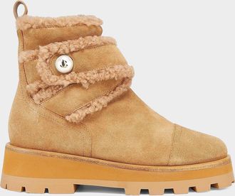 Jimmy Choo London Meena Shearling-Trim Suede Ankle Boots