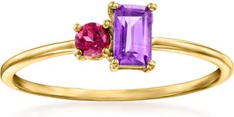 RS Pure by Ross-Simons Amethyst and. Rhodolite Garnet Ring in 14kt Yellow Gold