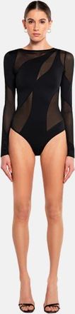 OW Collection Spiral Bodysuit in Black at Nordstrom, Size X-Small