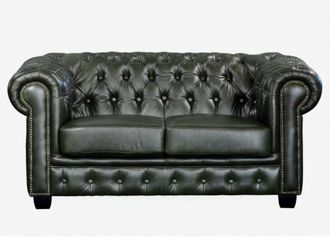 Vente-Unique Divano Chesterfield a 2 posti 100% cuoio di bufalo Verde imperiale - BRENTON