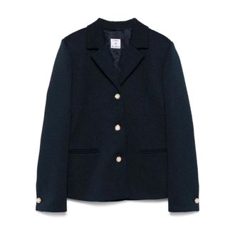 Casablanca Jacquard Knit Single Breasted Jacket - Dames - Blazers - Blauw - S - Katoen - Jassen