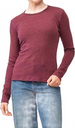 Dear John Denim Nona Slub Long Sleeve Crew Neck Tee In Pomegranate
