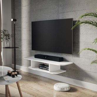 Vicco Mueble Bajo Para Tv Lorio, Blanco, 105 X 18.2 Cm Compartimentos Abiertos, Vicco