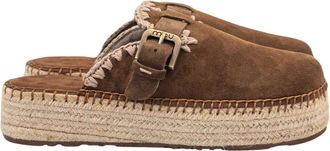 Mou Jute Clog Plain Suede - Dames - Pantoffels - Bruin - 39 EU - Jute - Schoenen