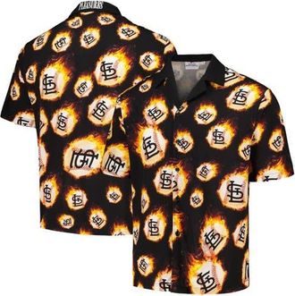Pleasures Mens PLEASURES Black St. Louis Cardinals Flame Fireball Button-Up Shirt at Nordstrom, Size Medium