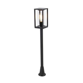 QAZQA Qazqa Dise&ntilde;o L&aacute;mpara De Pie De Exterior Negra 100 Cm Con Pincho De Tierra Y Prensaestopas - Charlois Aluminio /vidrio Alargada Adecuado Para Led Max. 
