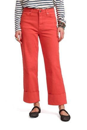 Frances Valentine Smarty Cuffed Jeans Solid Denim in Red at Nordstrom, Size 16