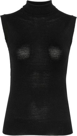 Sportmax Vertigo Mouwloze Turtleneck - Dames - Coltruien - Zwart - L - Wol - Truien & Vesten