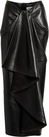 Givenchy Draped Plong&eacute; Lambskin Leather Skirt in Black at Nordstrom, Size 12 Us