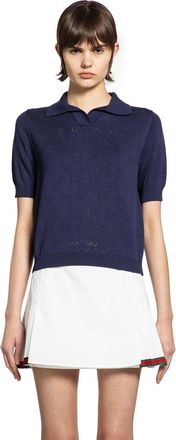 Gucci GG Pointelle Cotton Silk Polo Shirt