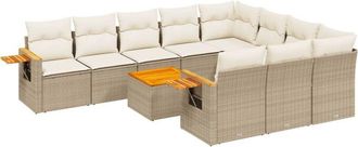 vidaXL Set De Sof&aacute;s De Jard&iacute;n 11pzas Con Cojines Rat&aacute;n Sint&eacute;tico Beige Vidaxl