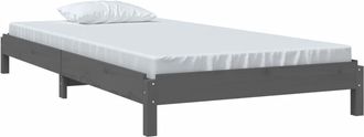 vidaXL Cama Apilable De Madera Pino Maciza Gris 75x190 Cm Vidaxl