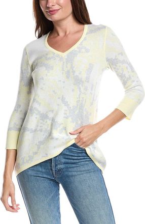 Forté Cashmere Reversible Starburst High-Low Cashmere-Blend Sweater
