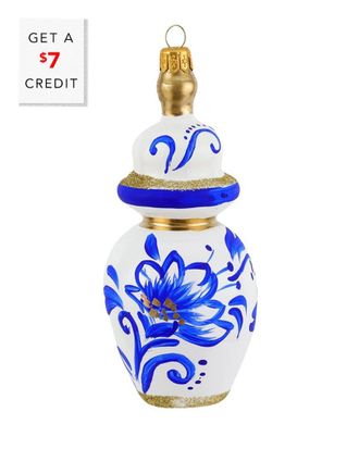 Vietri Vietri Ornaments Figural Ginger Jar With Large Flowers Ornament With $7 Credit