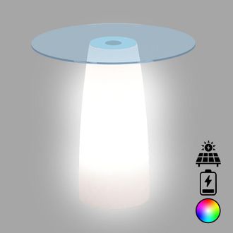 Monacis Mesa De Luz De Dise&ntilde;o De Alta Gama, &Oslash;70 H90, Led Multicolor Con Bater&iacute;a Y Energ&iacute;a Solar Para Uso Interior Y Exterior - Fabricada En Italia - Monacis