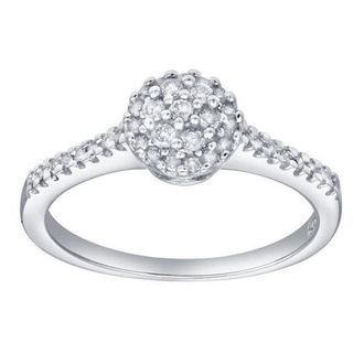 LuvMyJewelry Nuvienne 0.30 Cts Natural Diamond Halo Cluster 14K Gold Ring in 14K White Gold at Nordstrom, Size 7