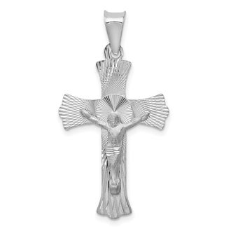 Diamond2Deal 14k White Gold Crucifix Pendant