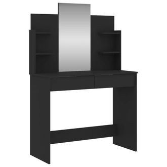 vidaXL Tocador Con Espejo Negro 96x39x142 Cm Vidaxl