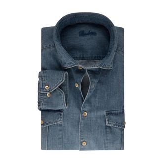 Stenstr&ouml;ms Denim Body Shirt met Borstzakken - Heren - Casual Overhemden - Blauw - 2XL - Denim - Overhemden