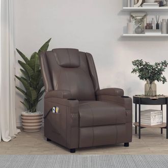 vidaXL Sill&oacute;n De Masaje El&eacute;ctrico Cuero Sint&eacute;tico Marr&oacute;n Vidaxl