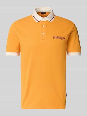 Napapijri Slim Fit Poloshirt mit Label-Print in Orange, Gr&ouml;&szlig;e XXL