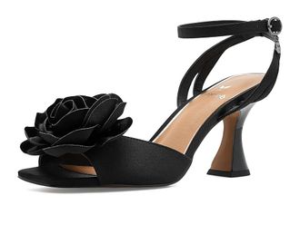 J. Rene&eacute; Pomeline Ankle Strap Sandals Womens Sandals Black : 10.5 W (C), Textile