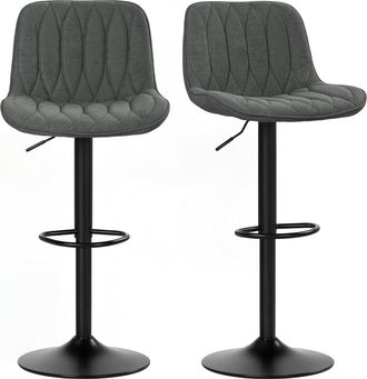 HOMCOM Bar Stools Set Of 2 - Modern Armless Bar Chairs - Grey | TJ Hughes