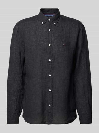 Tommy Hilfiger Regular Fit Freizeithemd aus Leinen Modell PIGMENT in Black, Größe S