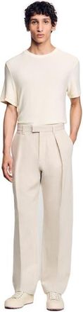 Sandro Wide-leg trousers with creases in Oats at Nordstrom, Size 3630 Eu